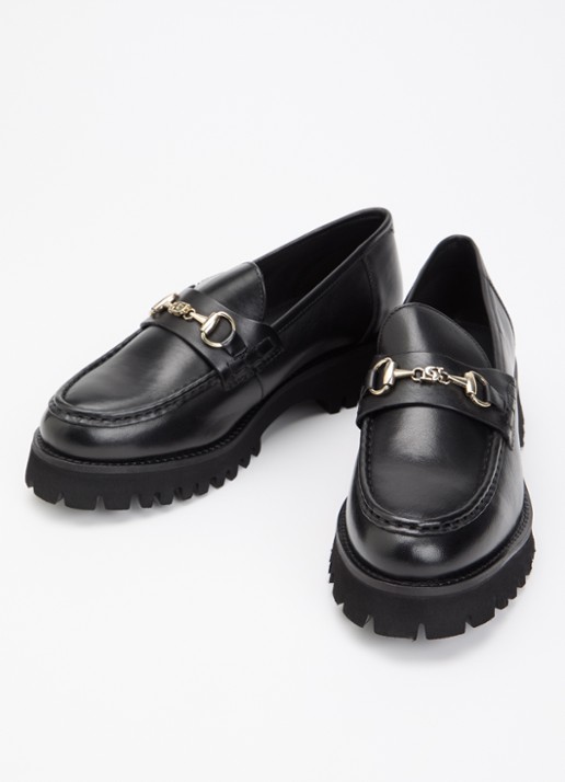 Dune London Dames Grissinis T loafer van leer in de kleur Zwart