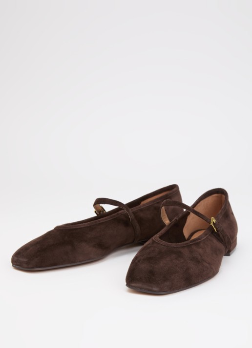 Dune London Dames Wide Fit Hearthrob ballerina in de kleur Donkerbruin