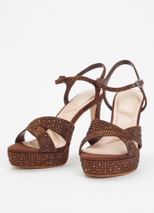 Dune London Dames Mayve sandalette met strass in de kleur Donkerbruin