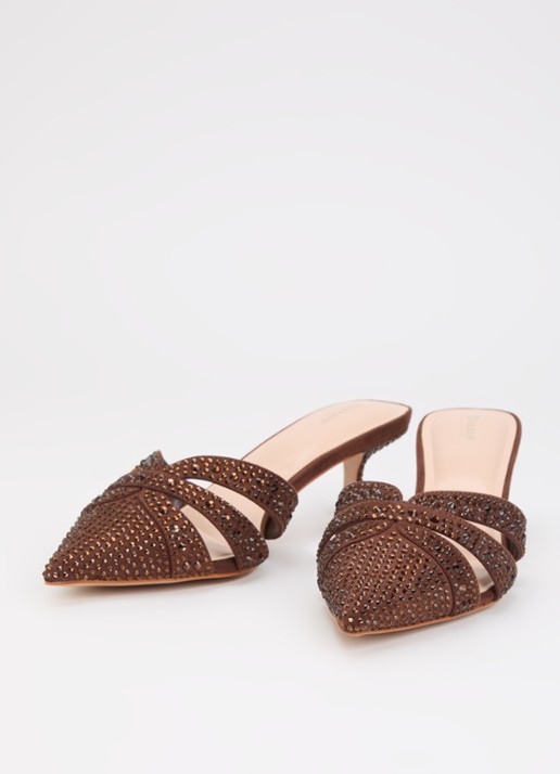 Dune London Dames Calla muiltje met strass in de kleur Bruin