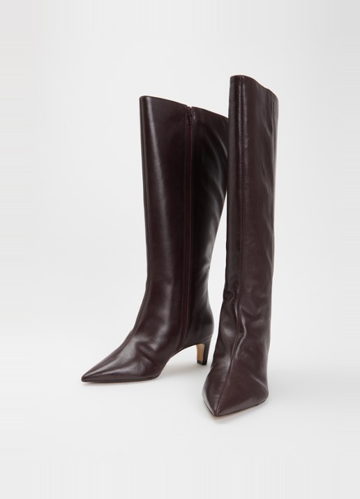 Dune London Dames Smoulder laars van leer in de kleur Aubergine
