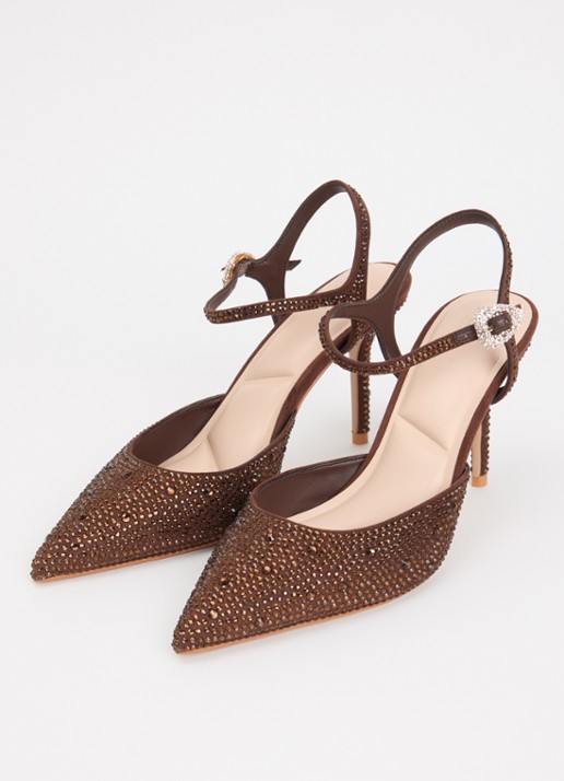 Dune London Dames Compliments slingback met strass in de kleur Bruin