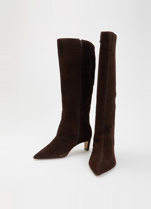 Dune London Dames Smoulder laars van leer in de kleur Chocoladebruin