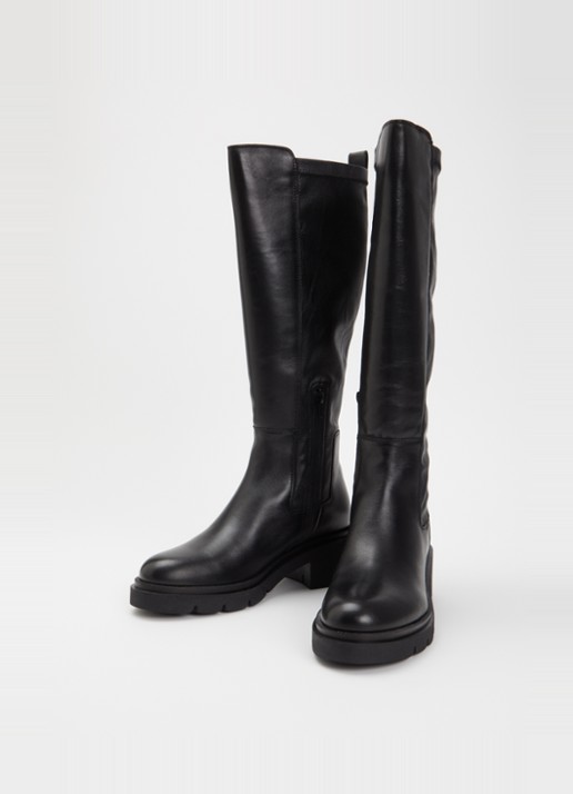 Dune London Dames Toni bikerboot van leer in de kleur Zwart
