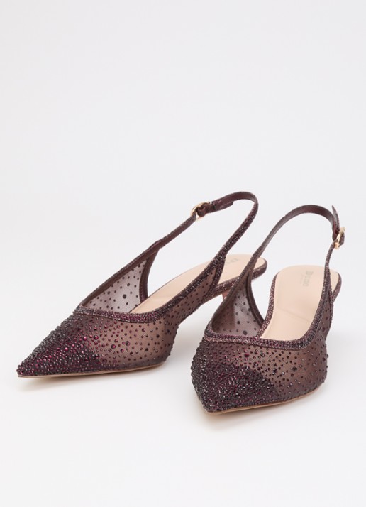 Dune London Dames Cirelle slingback van mesh met strass in de kleur Aubergine