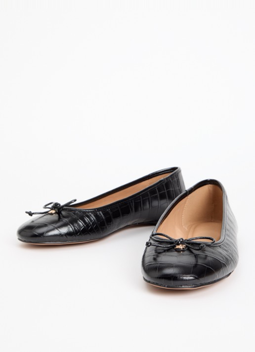 Dune London Dames Wide Fit Helenne ballerina met gestrikt detail in de kleur Zwart