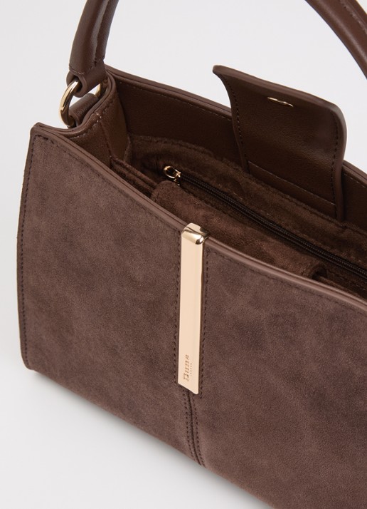 Dune London Dames Dinidestined handtas van suède met afneembare schouderriem in de kleur Bruin