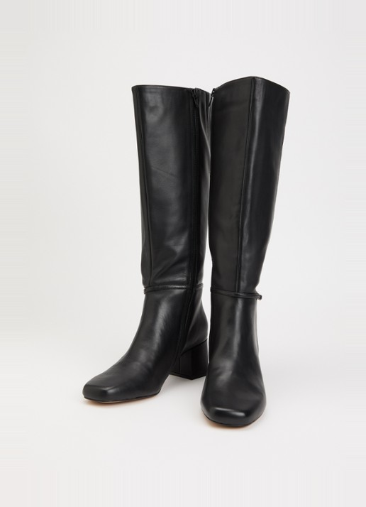 Dune London Dames Wide Fit Sanna laars van leer in de kleur Diepzwart