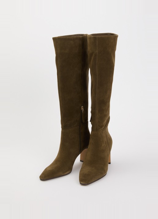 Dune London Dames Stride laars van suède in de kleur Khaki