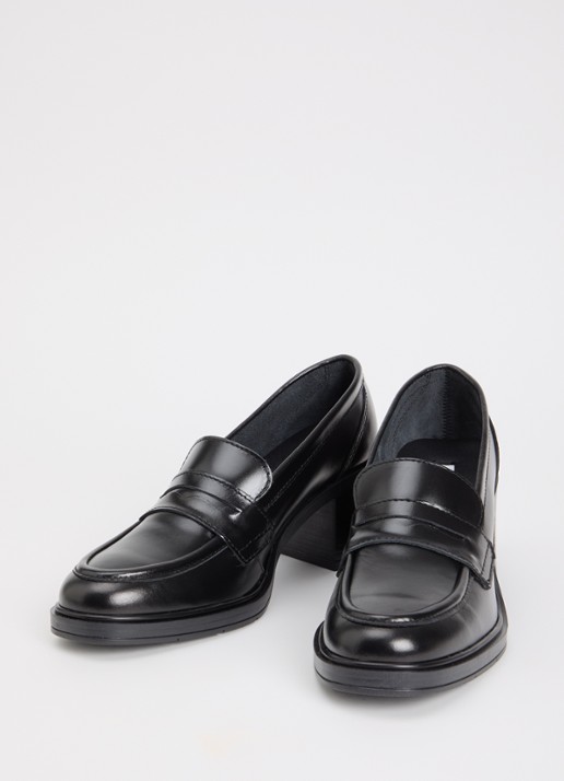 Dune London Dames Glanzer loafer van leer in de kleur Zwart