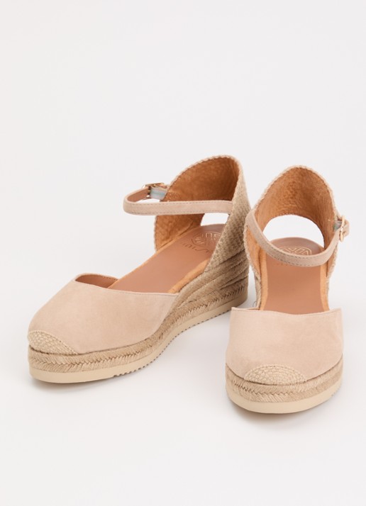 Unisa Dames Cisca espadrille van suéde in de kleur Naturel, maat: 36
