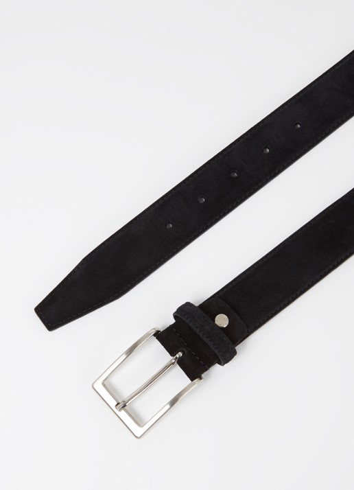 Officine Napoli Heren 2035 riem van suède in de kleur Zwart, maat: 115 CM