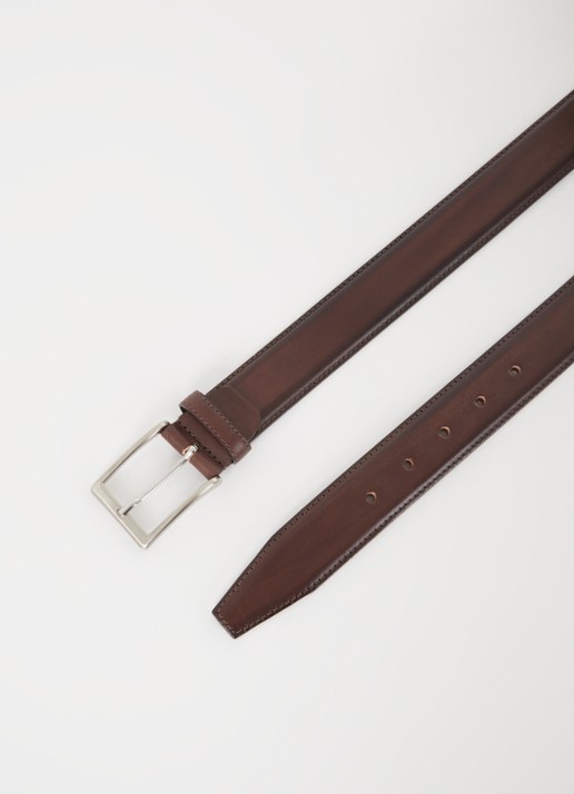 Officine Napoli Heren Riem van leer in de kleur Donkerbruin, maat: 115 CM