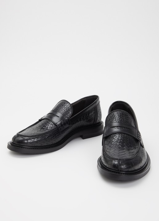 Filling Pieces Heren Loafer van lakleer met gevlochten detail in de kleur Zwart, maat: 40