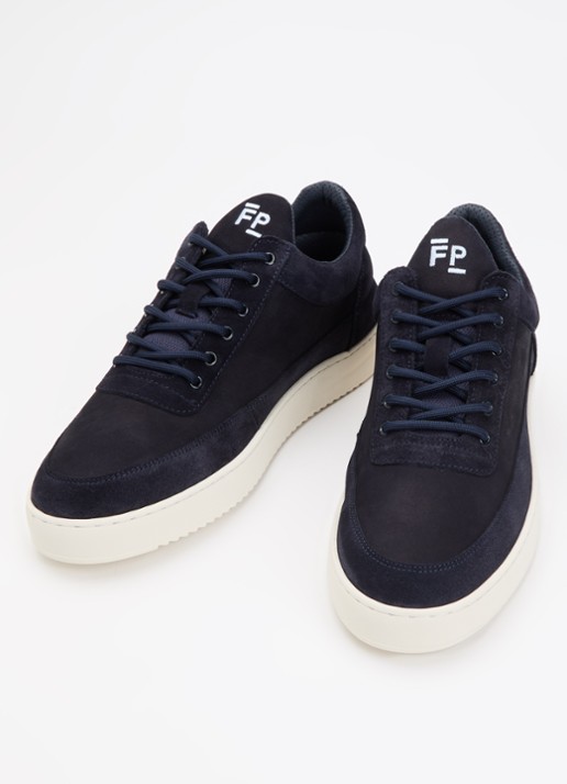 Filling Pieces Heren Low Top sneaker van suède in de kleur Donkerblauw, maat: 42