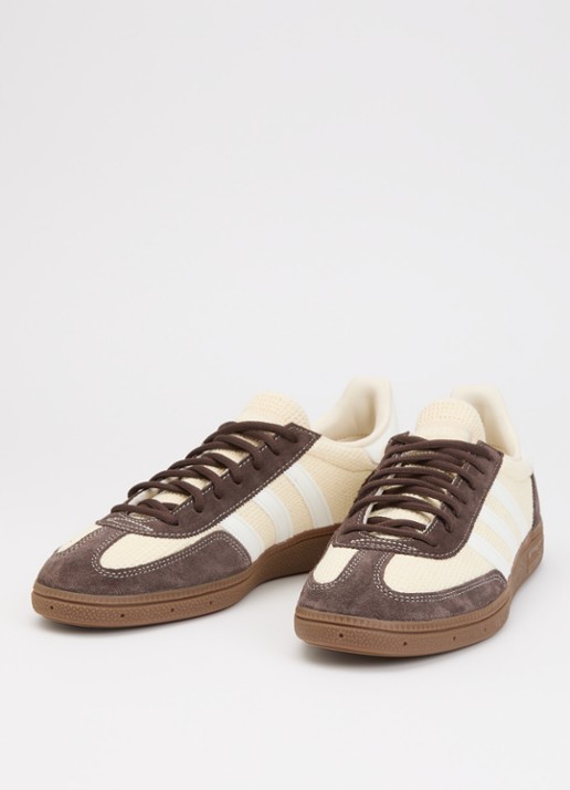 Adidas Heren Handball Spezial sneaker van suède met leren details in de kleur Donkerbruin, maat: 44