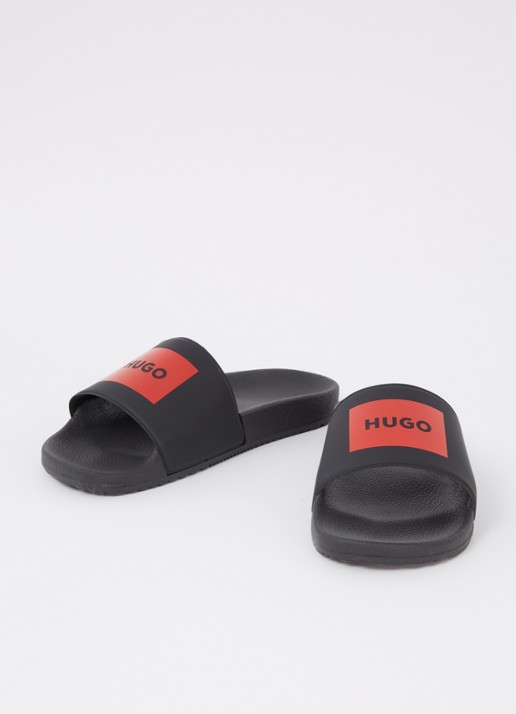HUGO Heren Timein slipper met logo in de kleur Zwart