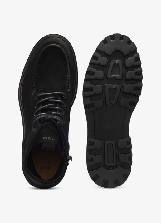 BOSS Heren Veterboot met logo in de kleur Zwart