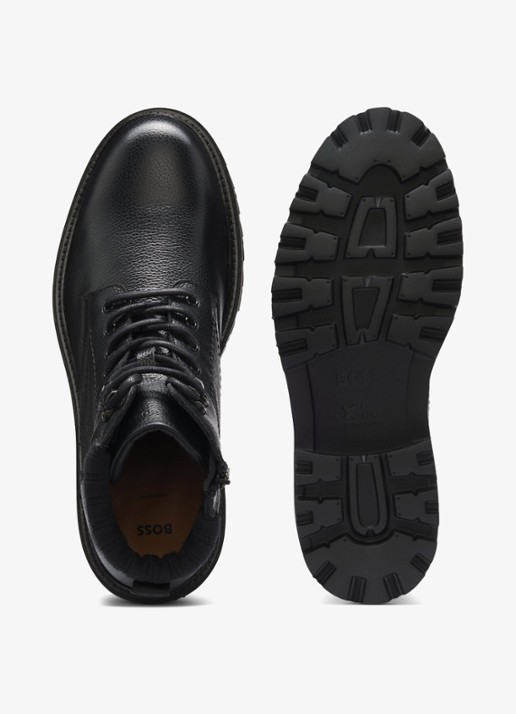 BOSS Heren Veterboot met logo in de kleur Zwart