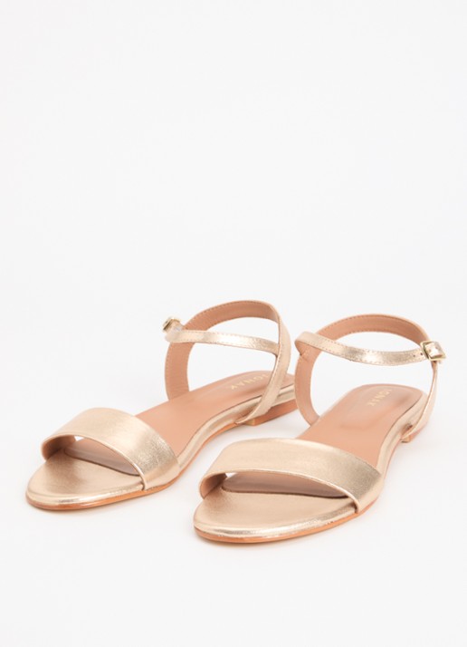 Jonak Dames Wagram sandaal van schapenleer met metallic finish in de kleur Roségoud