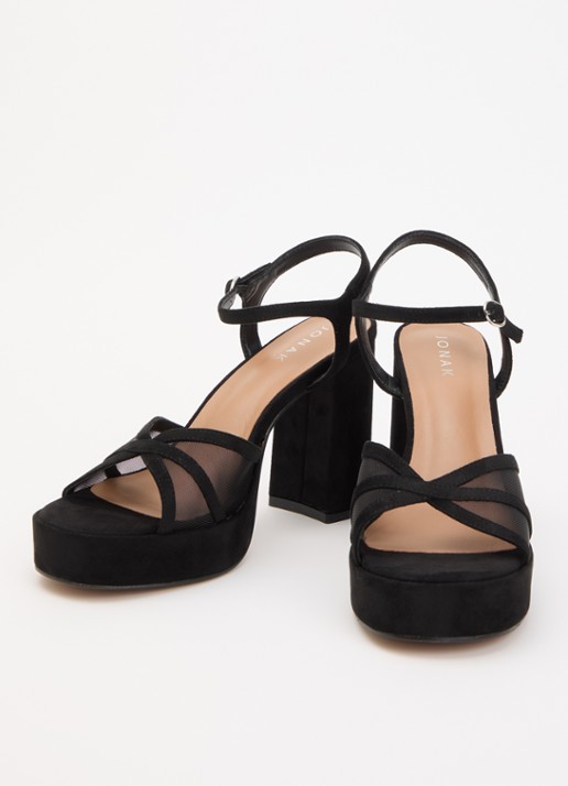Jonak Dames Jennyfer sandalette met details van mesh in de kleur Zwart