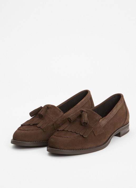 Jonak Dames Nelle Croute loafer van suéde in de kleur Donkerbruin