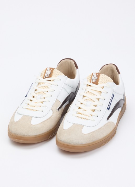 Floris van Bommel Heren De Zaler 01.22 sneaker van leer met suède details in de kleur Wit, maat: 44