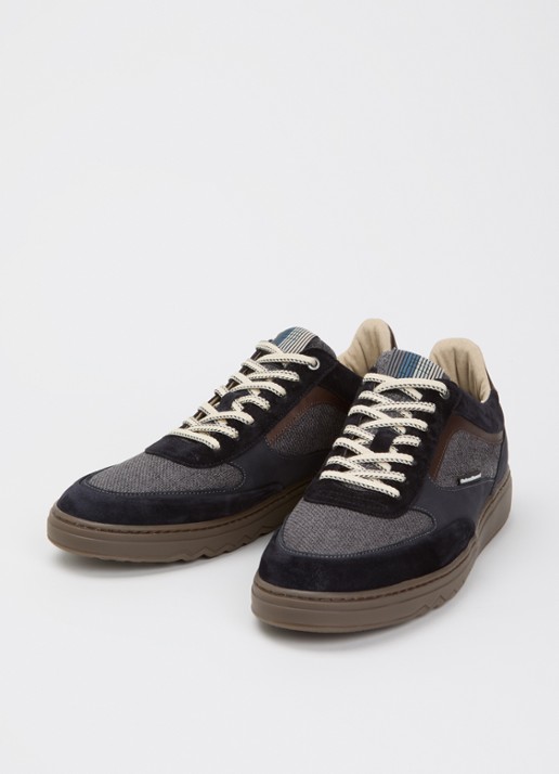 Floris van Bommel Heren De Kupster 09.03 sneaker met leren en suède details in de kleur Donkerblauw, maat: 45,3