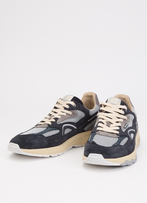 Floris van Bommel Heren De Rezer 01.38 sneaker van mesh met details van suède in de kleur Donkerblauw, maat: 44