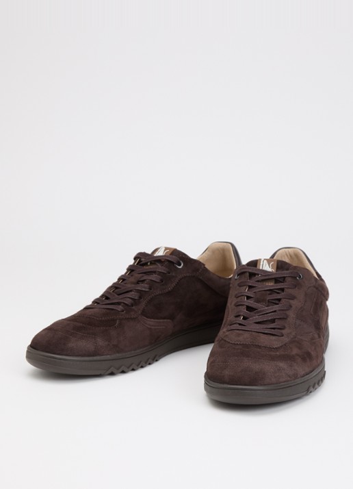 Floris van Bommel Heren De Zaler 04.14 sneaker van suède in de kleur Donkerbruin, maat: 41,3