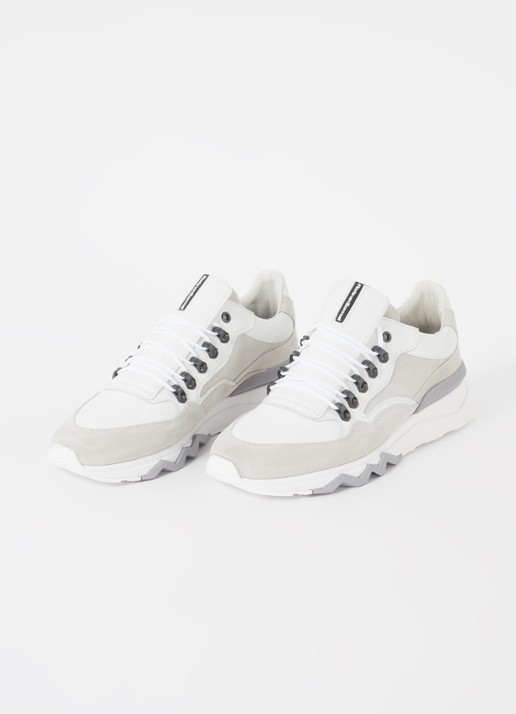 Floris van Bommel Heren De Zager 01.05 sneaker met nubuck en suède details in de kleur Wit, maat: 45,3