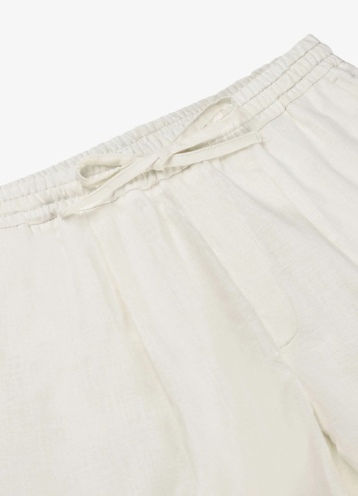 Aurélien Heren Straight fit korte broek van linnen met steekzakken in de kleur Ivory-120
