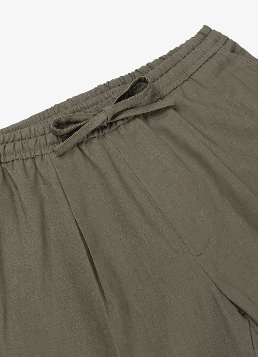 Aurélien Heren Straight fit korte broek van linnen met steekzakken in de kleur Olive-300