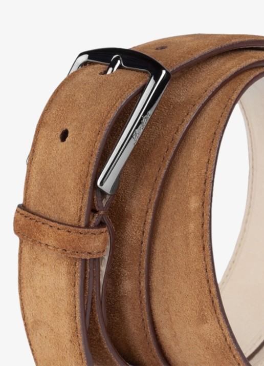 Aurélien Heren Riem van suède in de kleur Caramel-261 / Bruin