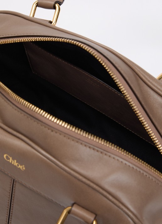 Chloé Dames Bowling handtas van kalfsleer met kettingdetail in de kleur Lichtbruin, maat: One Size
