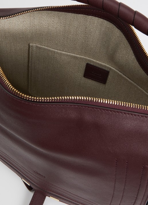 Chloé Dames Marcie Medium schoudertas van kalfssuède in de kleur Bordeauxrood, maat: One Size