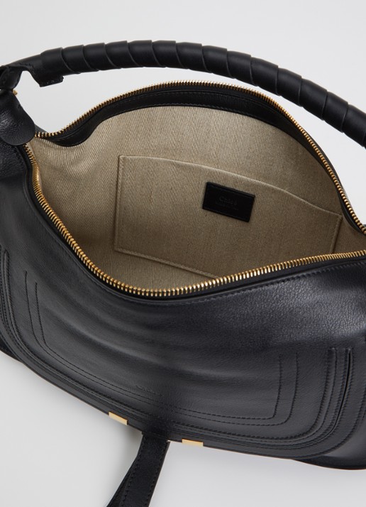 Chloé Dames Marcie Small schoudertas van kalfsleer in de kleur Zwart, maat: One Size