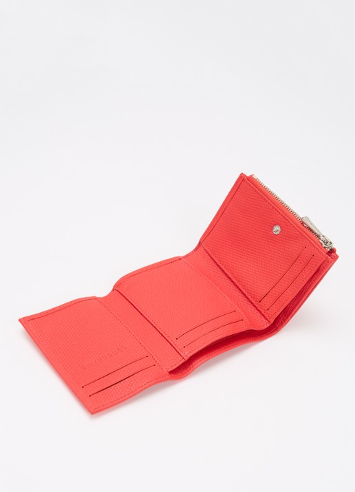Longchamp Dames Le Roseau portemonnee van leer met structuur in de kleur Rood