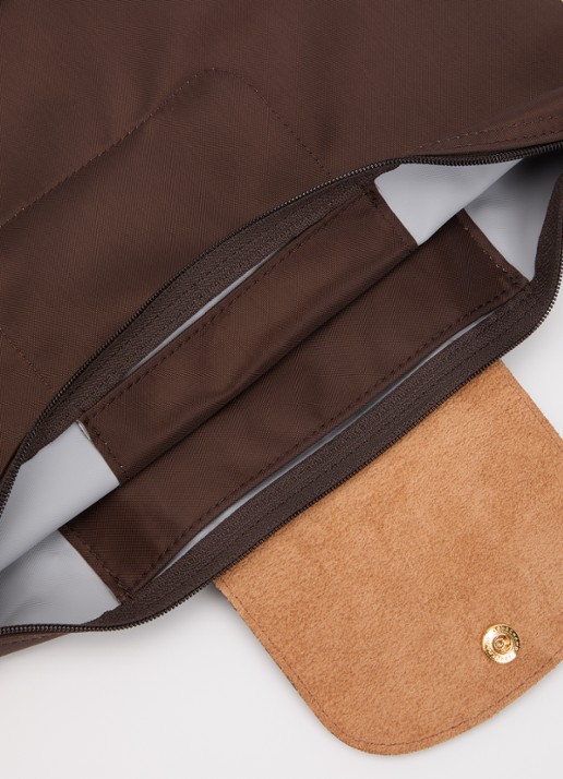 Longchamp Dames Le Pliage Original rugzak M met leren details in de kleur Chocoladebruin