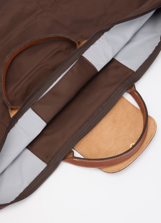 Longchamp Dames Le Pliage Original reistas L met leren details in de kleur Chocoladebruin