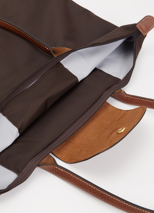 Longchamp Dames Le Pliage Original schoudertas L met leren details in de kleur Chocoladebruin
