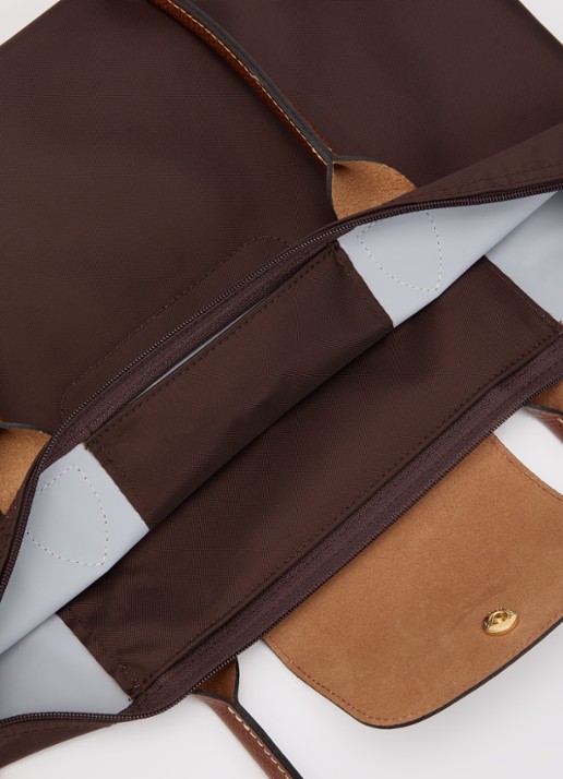 Longchamp Dames Le Pliage Original schoudertas M met leren details in de kleur Chocoladebruin