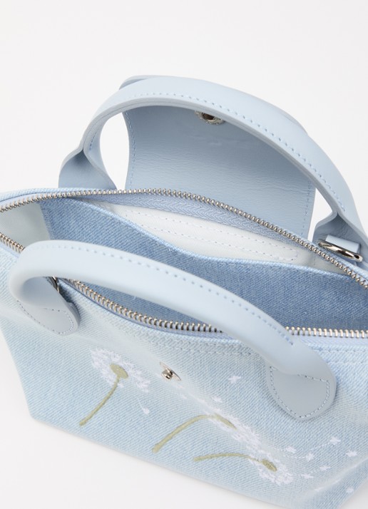Longchamp Dames Le Pliage collection xs handtas met borduring en details van leer in de kleur Lichtblauw