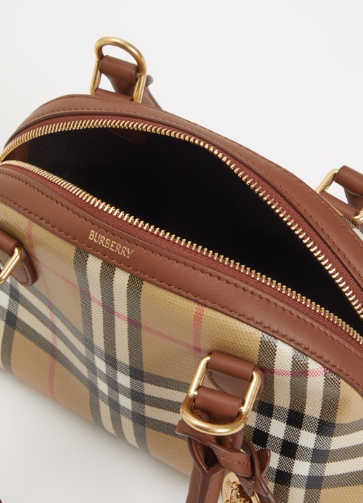 Burberry Dames Primrose mini handtas met ruitdessin en details van kalfsleer