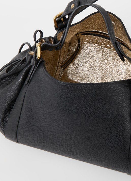 Gerard Darel Dames 24H handtas van leer met kalfsleren details in de kleur Zwart