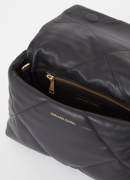 Gerard Darel Dames Le Fanny clutch van quilted lamsleer met afneembare schouderriem in de kleur Zwart