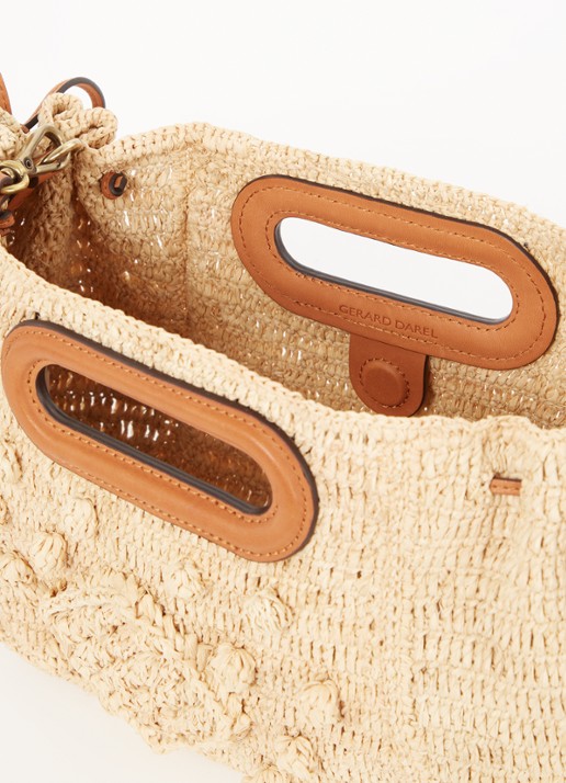 Gerard Darel Dames Dany crossbodytas van raffia met leren details in de kleur Camel