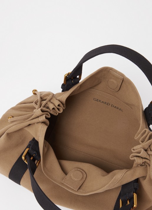 Gerard Darel Dames 24H handtas van canvas in de kleur Lichtbruin