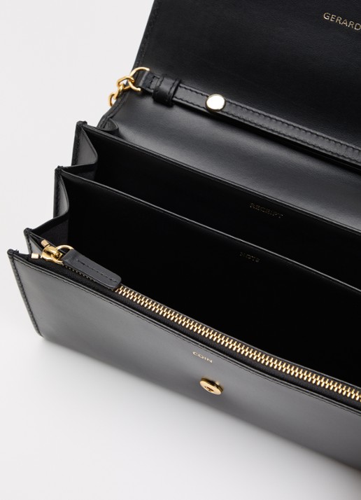 Gerard Darel Dames Enveloppe clutch van leer met afneembare schouderriem in de kleur Zwart