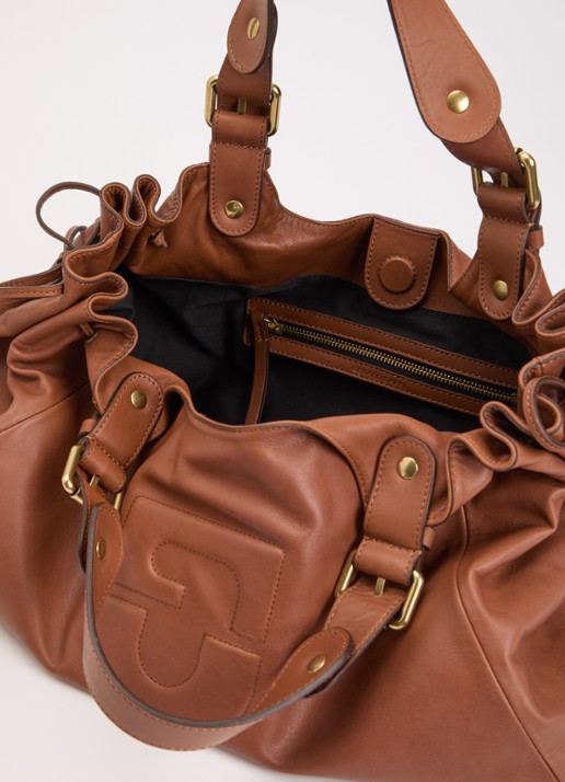 Gerard Darel Dames Chiara handtas van leer met logo in de kleur Roodbruin